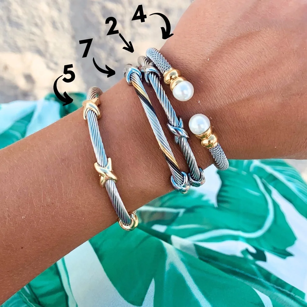 NEW Cable Bracelet Collection Silver Gold Stainless Steel